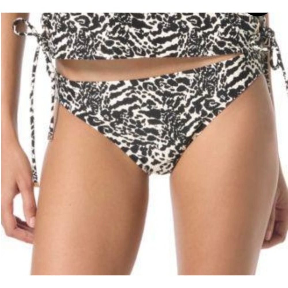 NWT Michael Kors Bikini Bottom Women Black White Animal Print S MM42142